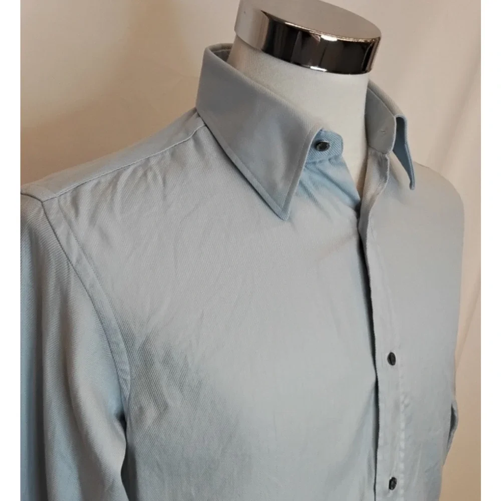 Gucci Cotton Twill Button Up Shirt Men's 15 1/2 Light Blue Made in Italy #Z5764